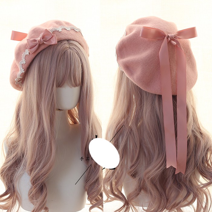 YAS0077-Mũ nồi lolita phối ren đính nơ