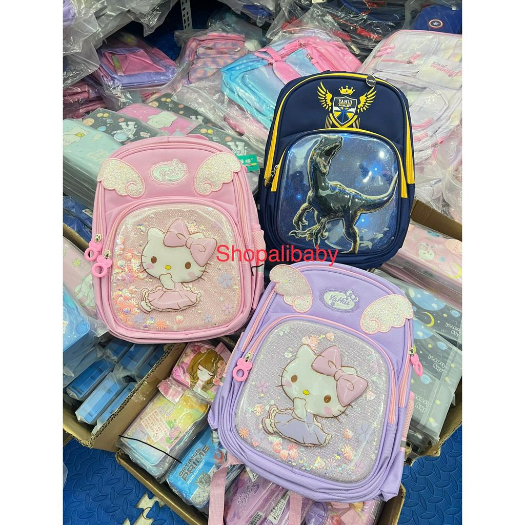 Balo đi học cho bé trai bé gái tiểu học cặp sách 3D in hình khủng long, hello kitty cho bé chất liệu cao cấp E1334