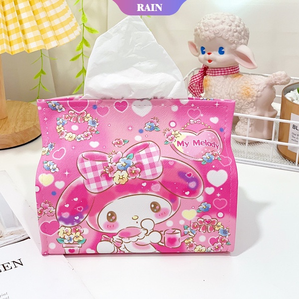 Hộp Đựng Khăn Giấy Bằng PU Họa Tiết Hoạt Hình Cinnamoroll Kuromi Melody Hello Kitty Trang Trí Phòng Khách Phòng Ngủ Nhà Bếp [Dur]