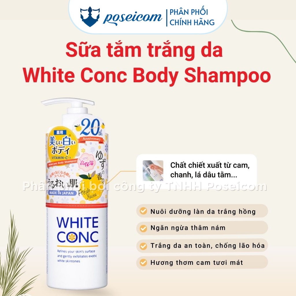 Sữa tắm dưỡng trắng da White Conc Body Shampoo CII Nhật Bản 360ml