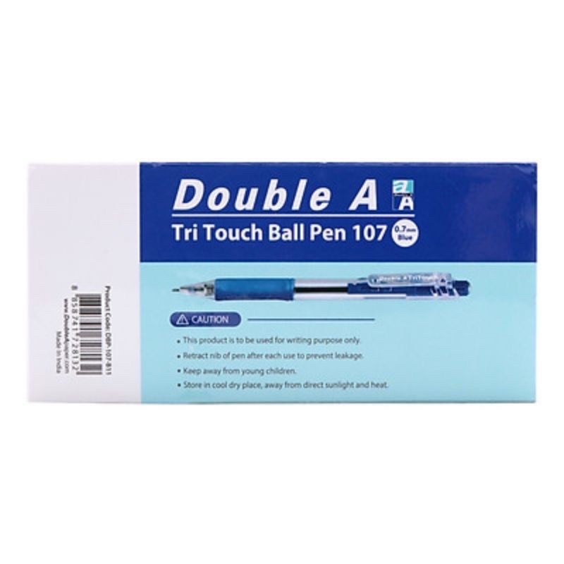 Hộp 12 Bút Bi  Bi Double A Tri Touch màu xanh - ngòi 0.7mm