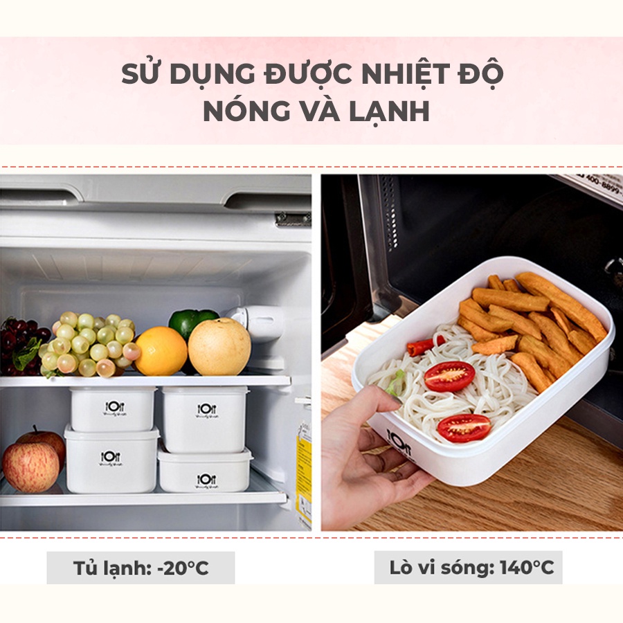 [SET 4 HỘP] Hộp nhựa đựng thực phẩm bảo quản thức ăn, Hộp trữ đông, Quay lò vi sóng HWP007
