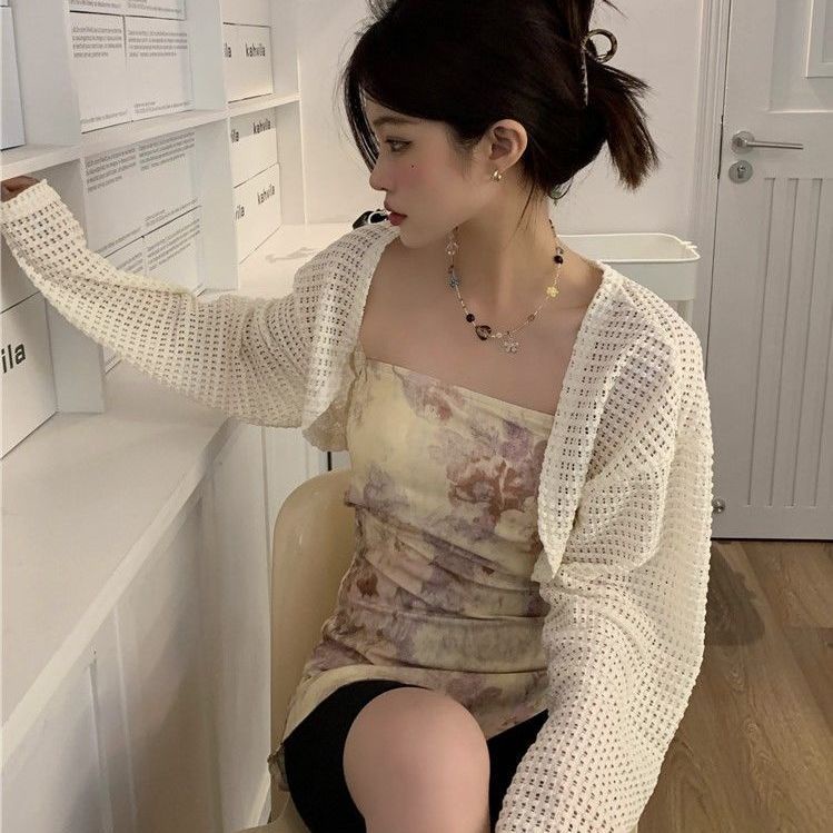 Áo Khoác Cardigan Chống Nắng Mỏng Dáng Ngắn Tay Dài Thời Trang Mùa Hè Cho Nữ