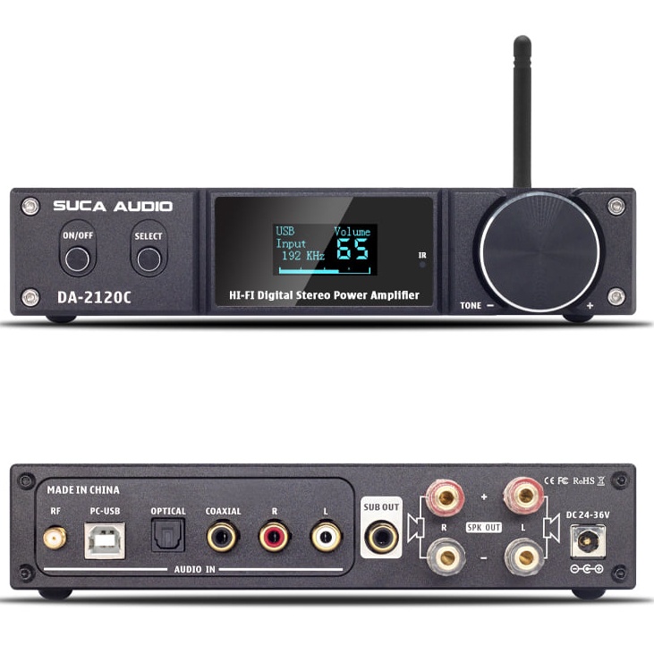 AMPLY TÍCH HỢP GIẢI MÃ SUCA AUDIO DA2120C+BLUTOOTH5.0,USB,OPTICAL,COAXIAL.CÓ REMOTE.