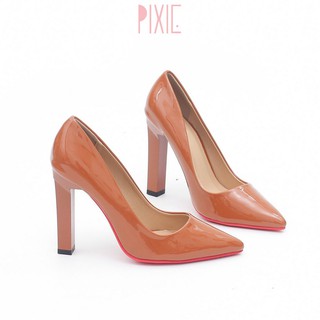 Giày Cao Gót 10cm Da Bóng Đế Vuông Pixie P250