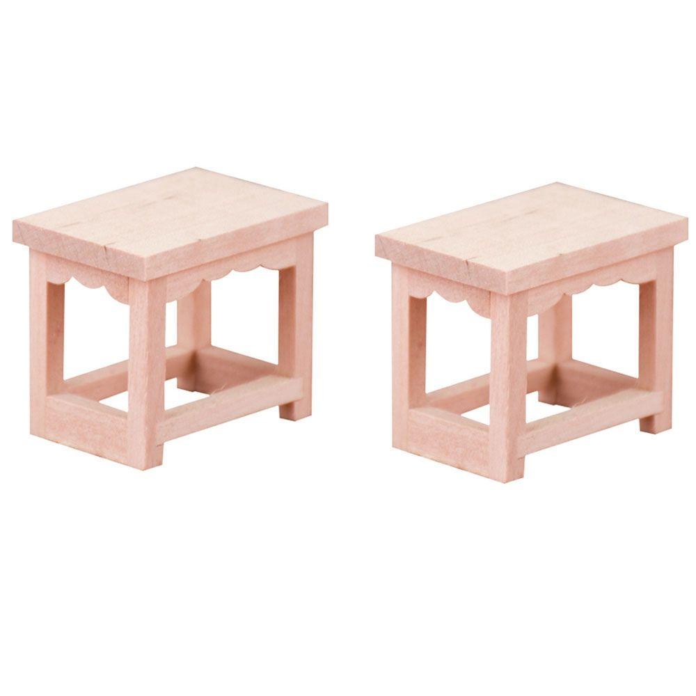 Bộ 2 Ghế Nội Thất Mini 4.1 * 2.1 * 3cm Tự Trang Trí Nhà Búp Bê Tỉ Lệ 1: 12