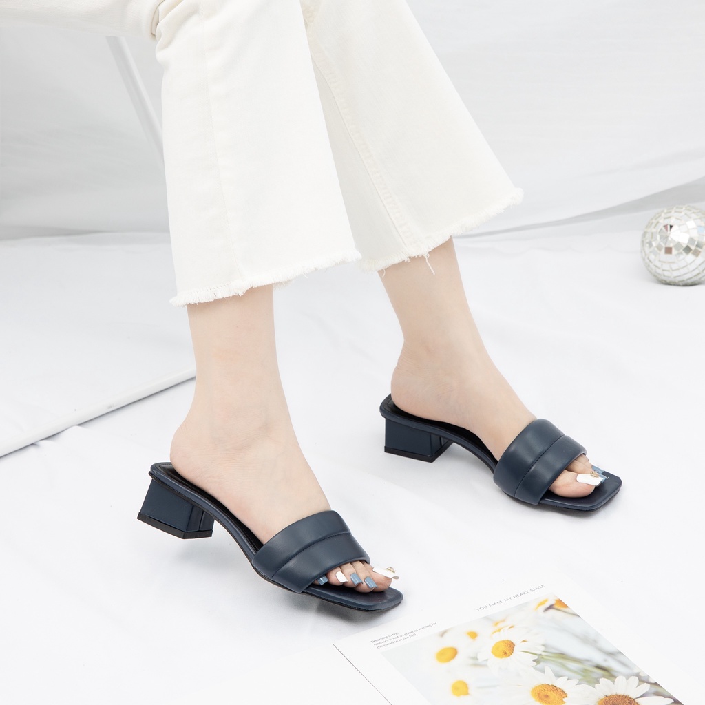 Dép Cao Gót MWC 4294 - Guốc Quai Ngang Đế Vuông 3CM Trẻ Trung Thời Trang