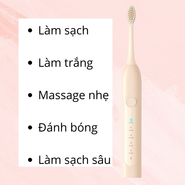 Bàn Chải Điện Đánh Răng Tự Động Rung Sonic Sợi Dupont Đánh Bay Mảng Bám Răng Trắng Sạch Mẫu X12