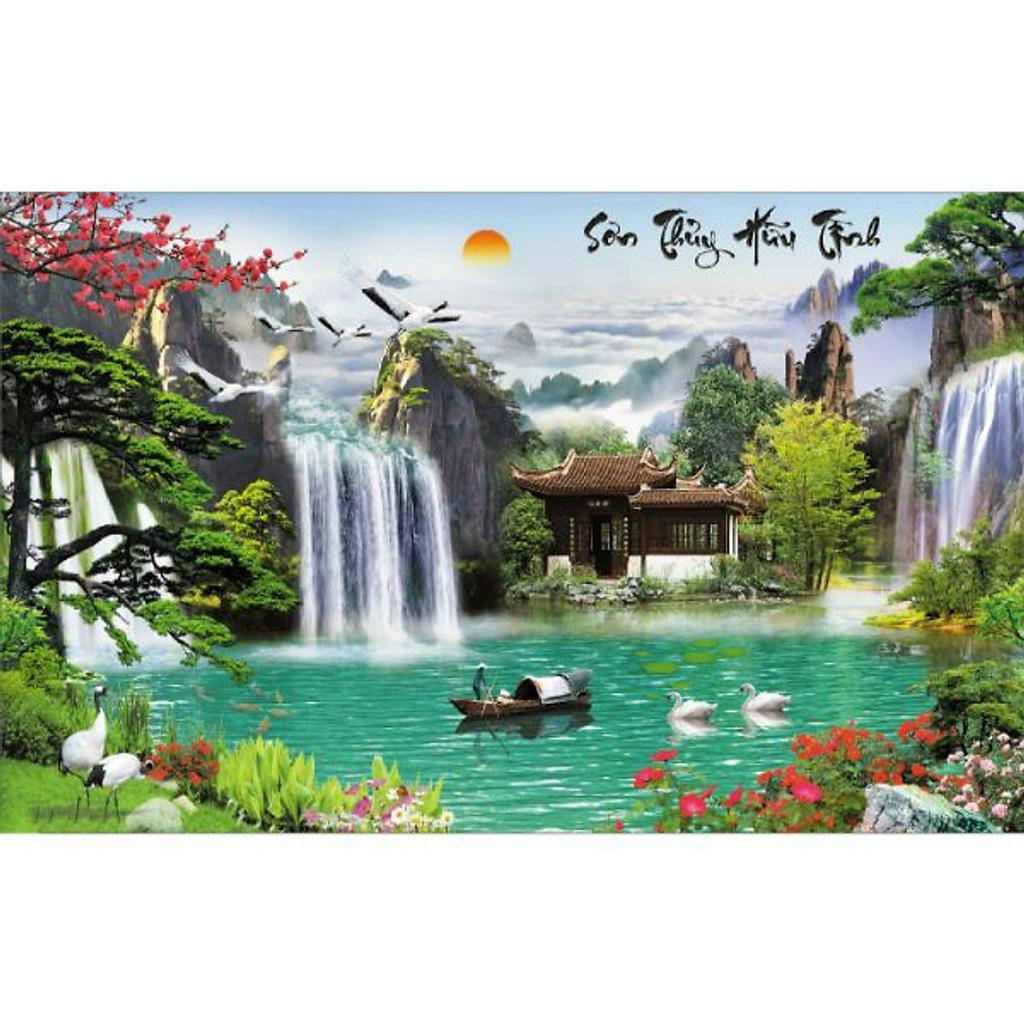 Tranh Treo Tường Phòng Khách Thác Nước - TN027 /Gỗ MDF cao cấp, chống ẩm mốc mối mọt