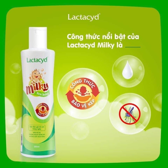 Sữa Tắm Gội Cho Bé Lactacyd Milky 250ml