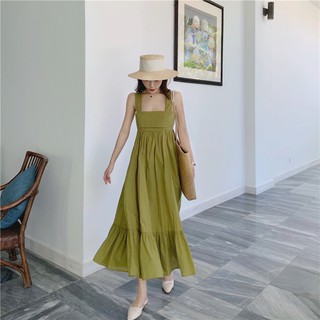 Đầm 2 dây suông nơ lưng maxi dáng dài đi biển Đầm maxi 2 dây đi biển thiết kế hở lưng Đầm maxi 2 dây thắt nơ lưng