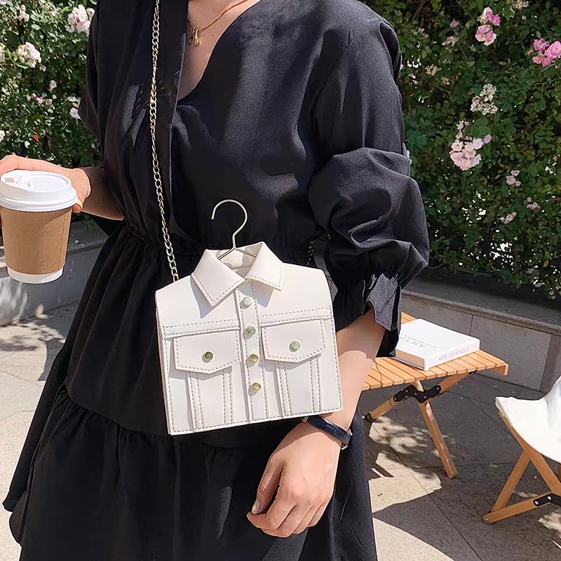 Túi Xách Nữ - Túi Vuông Hộp Mini Đeo Chéo, Hàng Thiết Kế Áo Sơ Mi Độc lạ, Thời trang, Cá Tính Kèm Dây Xích Đeo