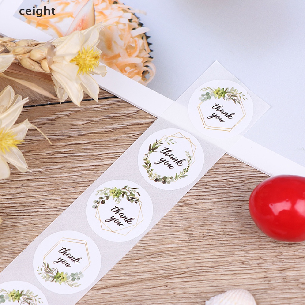 Cuộn 500 Miếng Dán Niêm Phong Bao Bì In Chữ Thank You Độc Đáo Tiện Dụng