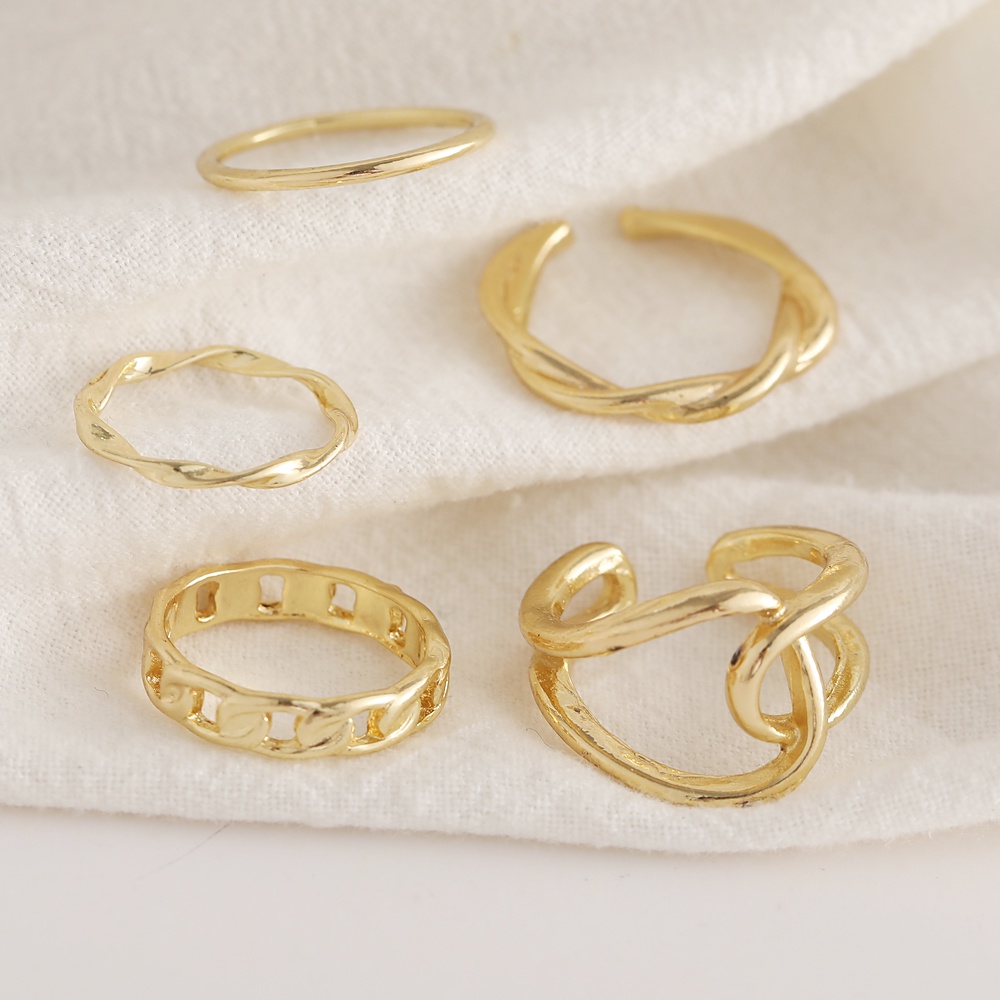 Set 5 nhẫn đeo tay kim loại thời trang cho nữ