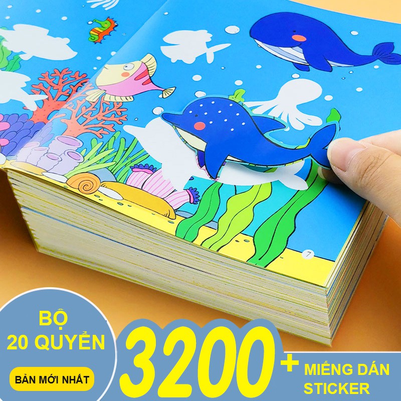 Bộ 20 Vở Miếng Dán Sticker Hoạt Hình Rèn Luyện Sự Tập Trung Cho Bé 2-6 Tuổi