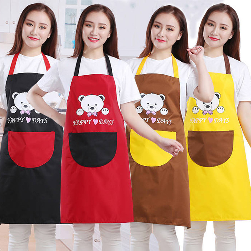 cute home kitchen apron save-all oil bib oil proof apron can wipe hand waterproof apron with roomy pocket for kitchen crafting BBQ drawing