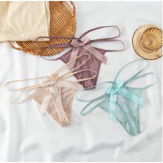 Quần lót nữ Lọt Khe Sexy, Quần Chip Ren thiết kế dây đan chéo đính nơ sau gợi cảm quyến rũ NĐ12