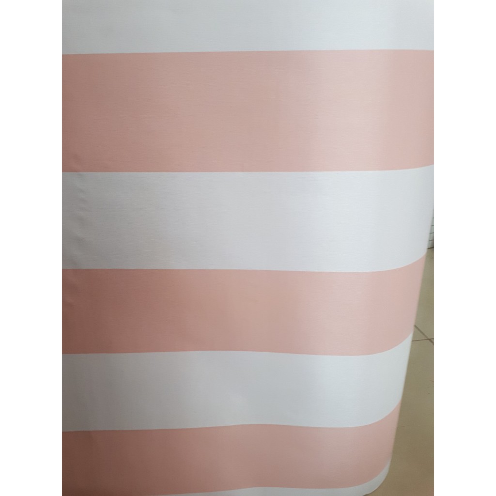 Decal giấy dán tường sọc trắng hồng cam khổ 60cm keo sẵn