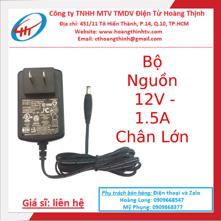 Bộ Nguồn 12V 1.5A Chân Lớn Mass Power| Adapter - 12v1.5a