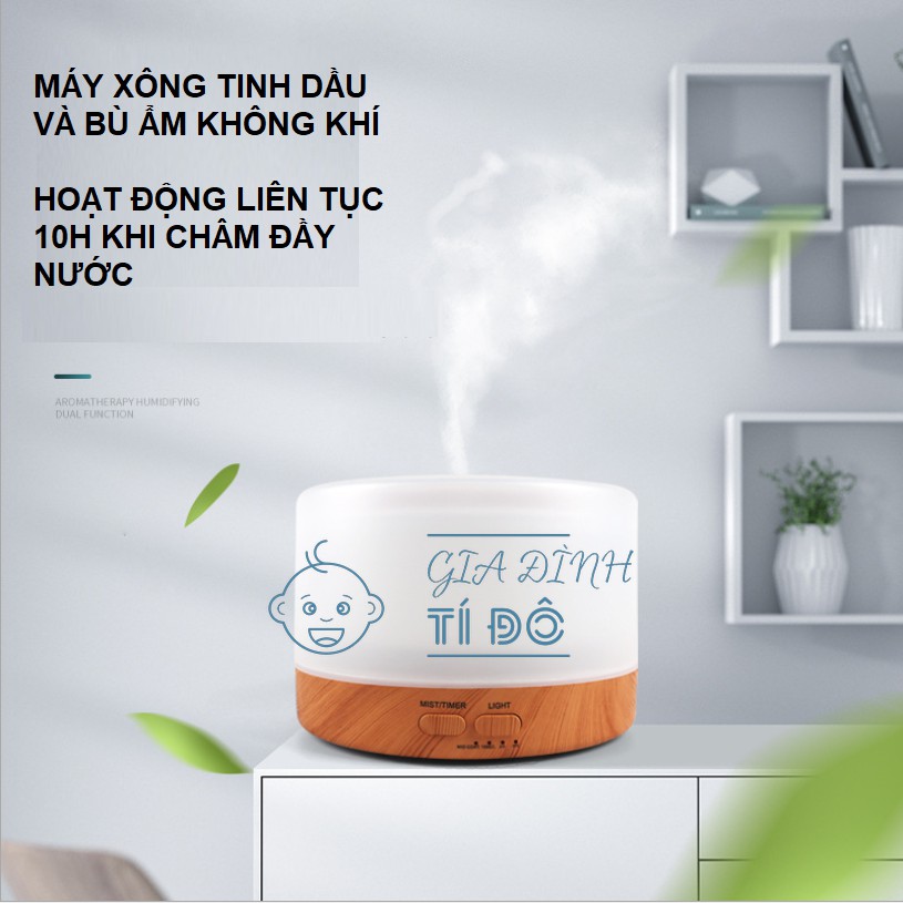 Máy Khuếch Tán Tinh Dầu Sử Dụng Công Nghệ Khuếch Tán Siêu Âm Có Remote Điều Khiển Từ Xa Dung Tích 500Ml Có Đèn Led 7 Màu