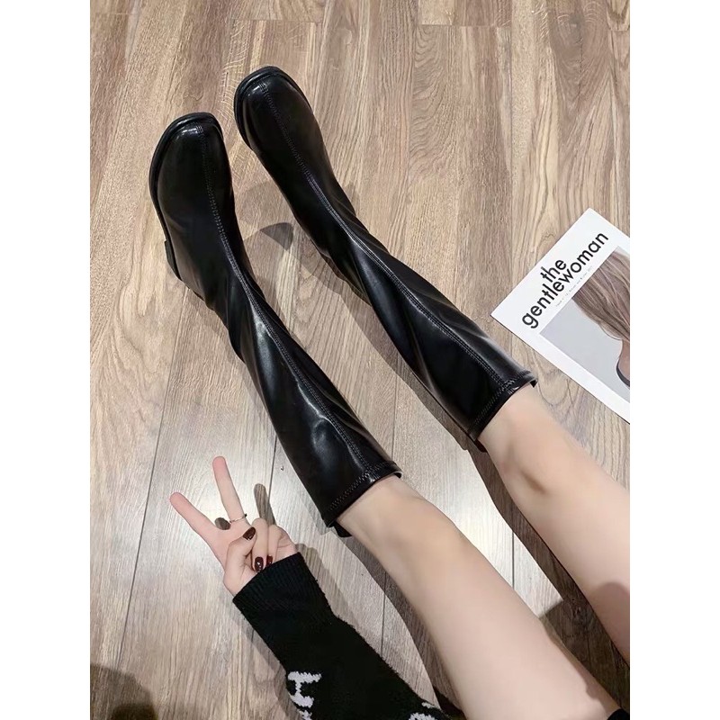 Giày boot da cao cổ / boost bệt tới gối basic siêu chất đế 3p - đơn giản thời thượng HOT TREND Ulzzang