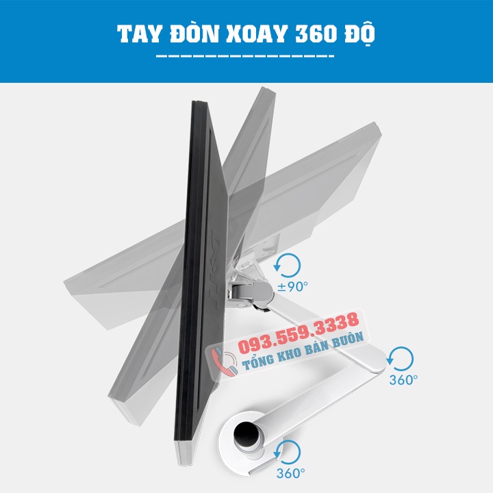 Giá Treo Màn Hình Máy Tính OA 3S 17 - 27 - 29 - 32 inch / Tay Treo Màn Hình Gắn Bàn Hợp Kim Nhôm [ Cao Cấp Hơn NB F80 ]
