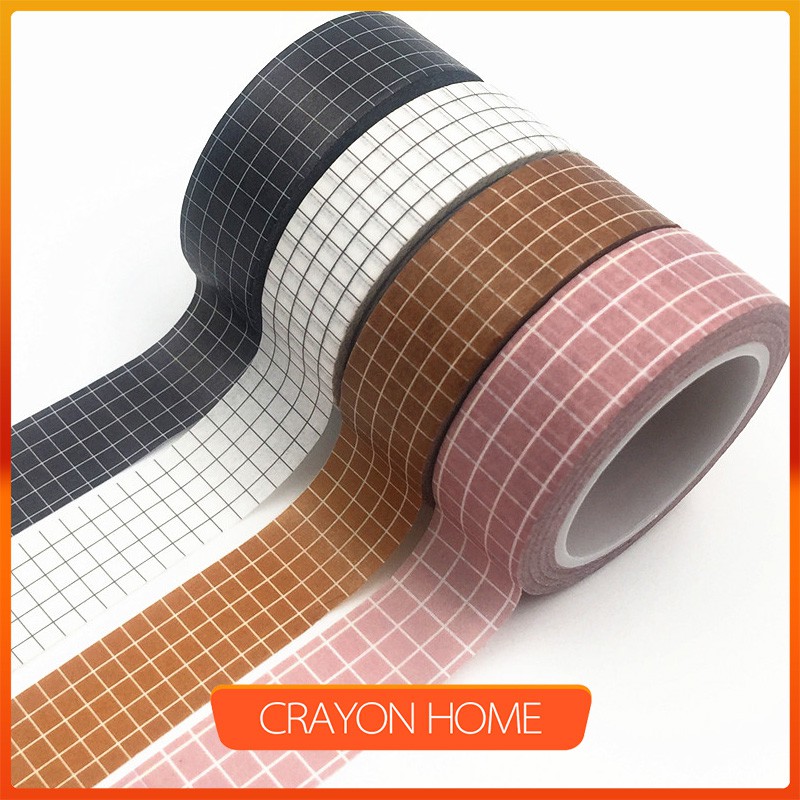 Băng Dính Washi 10m Màu caro Trắng Đen Trang Trí Tiện Dụng