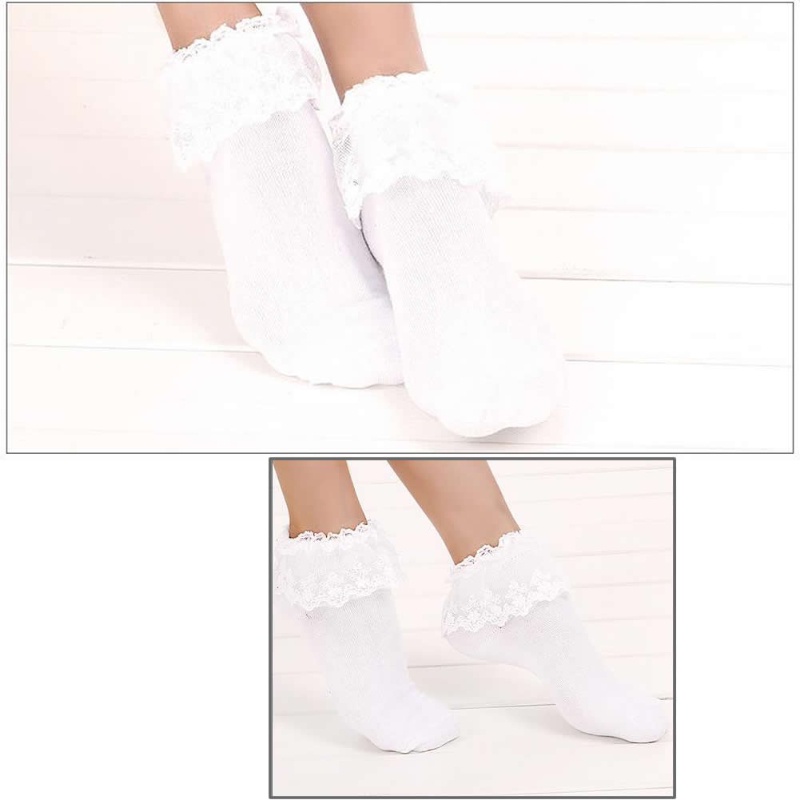 Vớ dài đến mắt cá kiểu công chúa ngọt ngào dễ thương xinh xắn vintage dành cho bé gái có bèo nhún | BigBuy360 - bigbuy360.vn