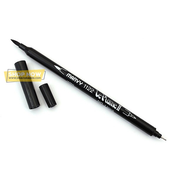 [DA ĐEN] Bút Marker Marvy Brush Leplume Màu Đen Số 01