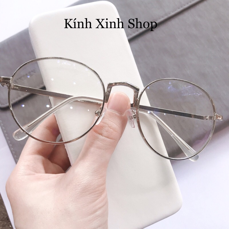Kính Mắt Tròn Kim Loại Chống Tia Uv, Chống Ánh Sáng Xanh Từ Máy Tính, Tv, Điện Thoại