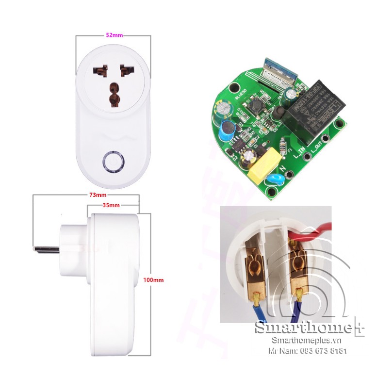 Ổ Cắm Wifi Điều Khiển Qua Điện Thoại Tuya TC5 16A