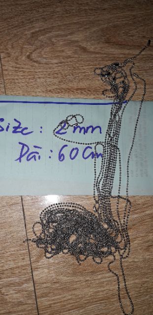 Combo 10 sợi dây chuyền bi tròn size 2mm kích thước dài 60cm bằng thép không gỉ