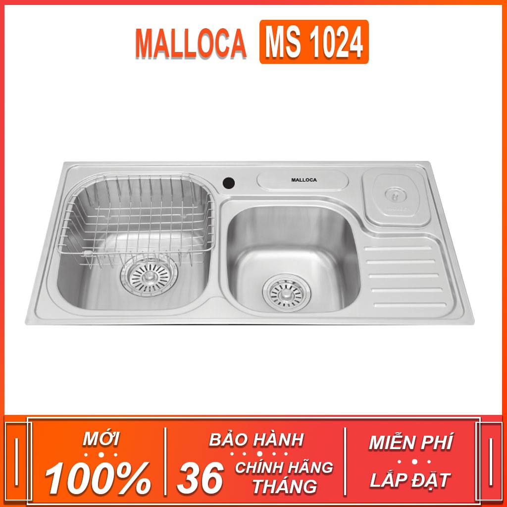Chậu rửa chén Malloca MS 1024 , chất liệu thép không gỉ 304 , dày 0.8 mm ( Xuất sứ P.R.C - Bảo hành 36 tháng )