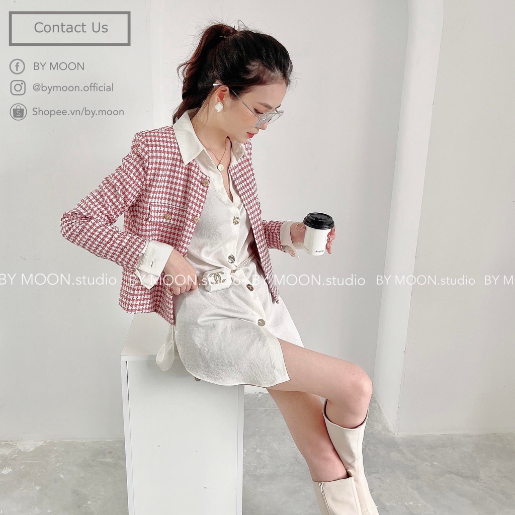 Áo khoác dạ Tweed nữ mỏng thời trang thiết kế ảnh thật BY MOON - AK002