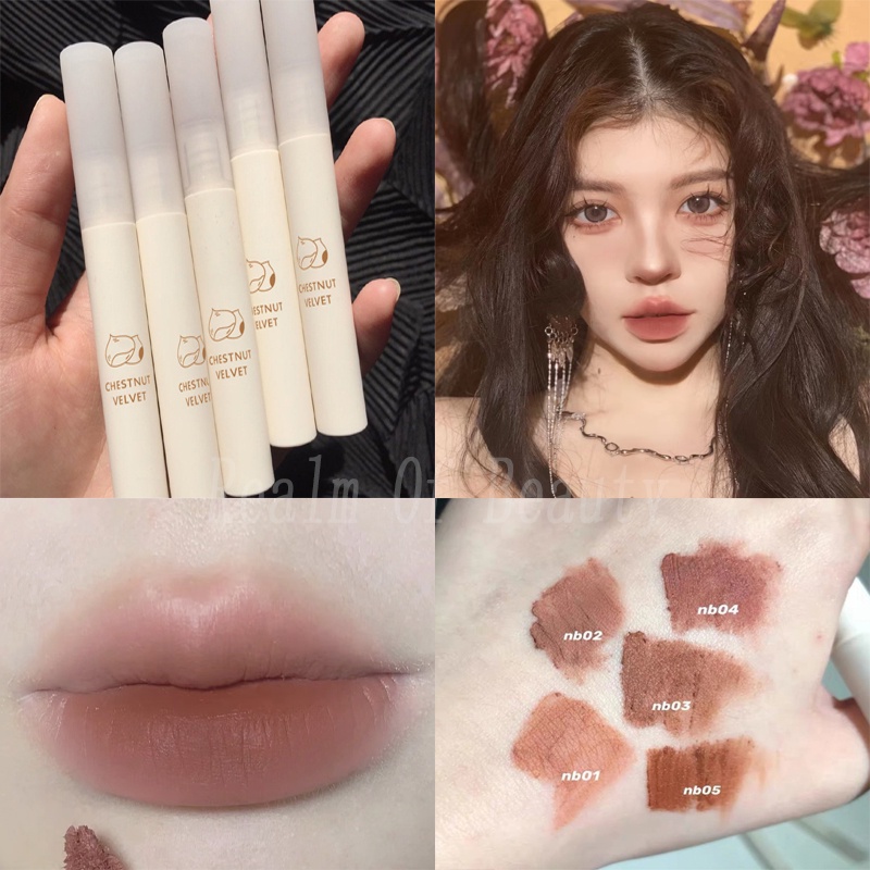 Son Kem CHESTNUT VELVET Màu Lì Không Thấm Nước Mềm Mịn Lâu Trôi