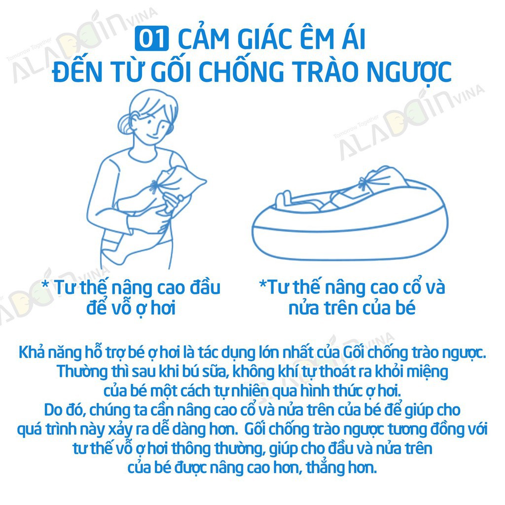 Gối chống trào ngược cho bé Rototo Bebe, gối chống trào Hàn Quốc cho trẻ sơ sinh - Monnie Kids