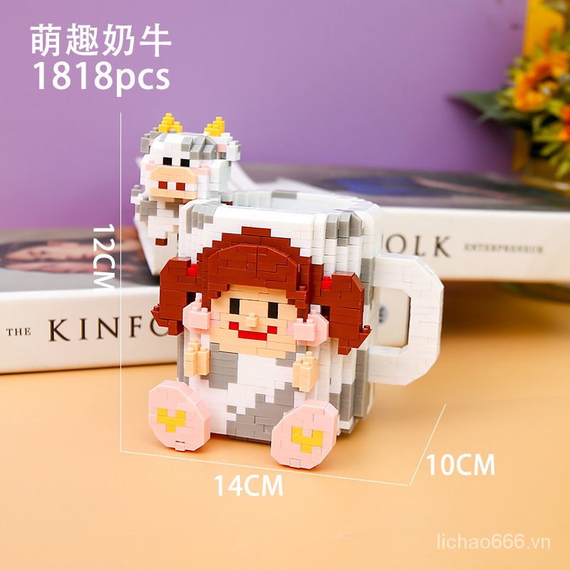 Đồ chơi trẻ em lego xếp hình cốc trà sữa cỡ nhỏ kèm giá đỡ cho b