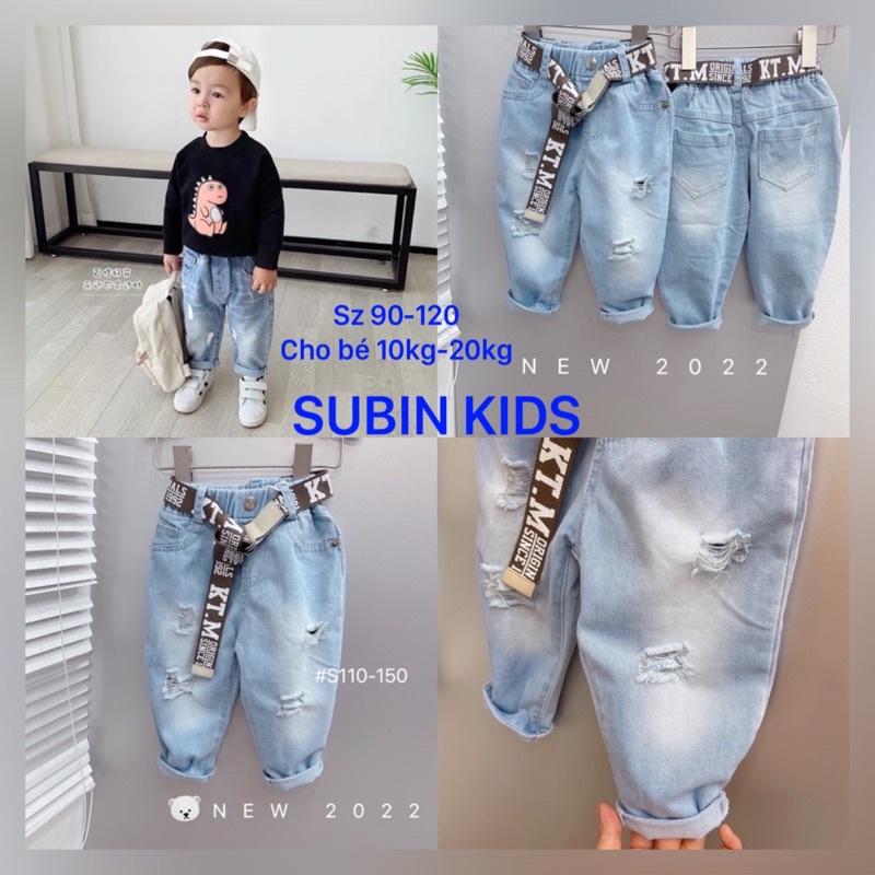 Quần bò rách cho bé SB5014 sz 10-20kg quần jean trẻ em chất lừ sz 110-120  SUBIN KIDS