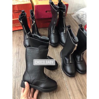 [SẴN HÀNG] ảnh thật- boot da cao cổ kéo khoá cho bé