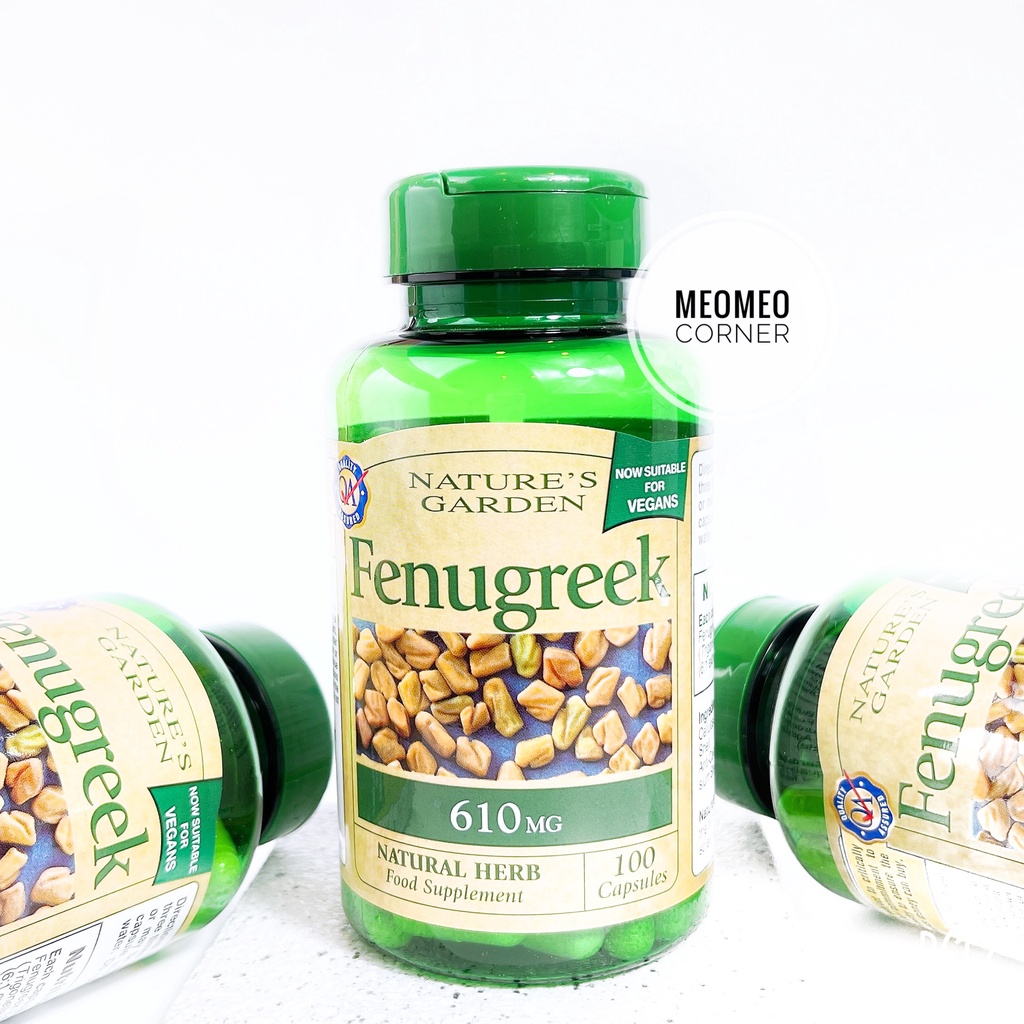 Viên lợi sữa cỏ cà ri Nature’s Garden Fenugreek 610mg của Anh hộp 100 viên