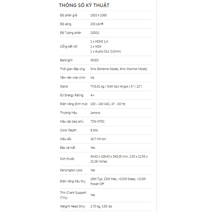 Màn hình Lenovo D24-20 23.8 inch FHD Monitor | BigBuy360 - bigbuy360.vn