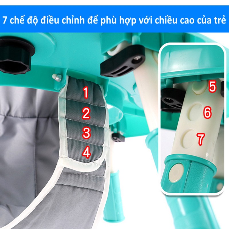 Xe tròn tập đi cho bé có nhạc cao cấp – Xe ăn dặm gấp gọn điều chỉnh độ cao, bánh cao su an toàn cho trẻ – DC035