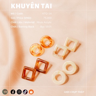 Khuyên tai hình khối màu nhã nhặn KTQ-14