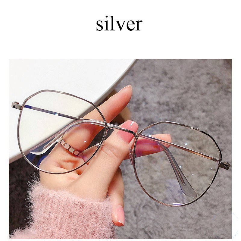 (KIQI-FASHION) COD Kính Chống Bức Xạ Gọng Kim Loại Phong Cách Hàn Quốc Mới Cho Nam Và Nữ