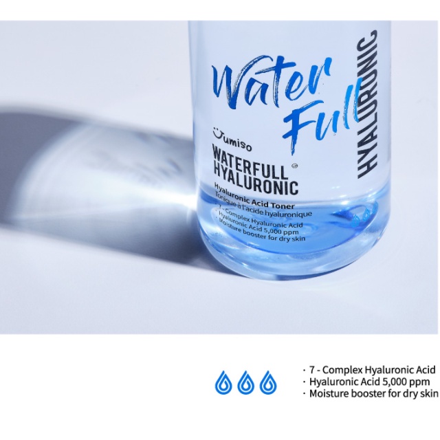 Nước hoa hồng cân bằng da, cấp nước, cấp ẩm sâu dành cho da khô ráp, thiếu ẩm Jumiso Waterfull Hyaluronic Acid Toner