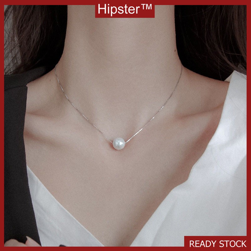 Dây chuyền bạc sterling 925 mặt ngọc trai tự nhiên thanh lịch đơn giản phong cách Hàn Quốc dành cho nữ