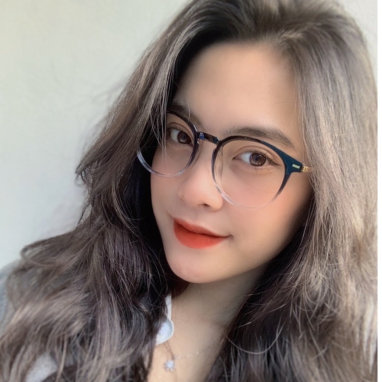 Gọng kính cận ombre nam nữ Liup eyewear mắt tròn, chống ánh sáng xanh, uv400 nhựa dẻo phối kim loại 19088