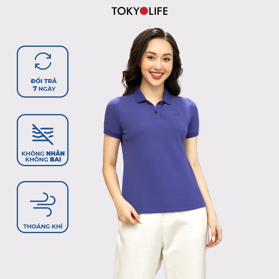 Áo Polo Nữ Cotton Cao Cấp, Basic Thoáng Mát ngắn tay TOKYOLIFE dáng ôm I9POL500G