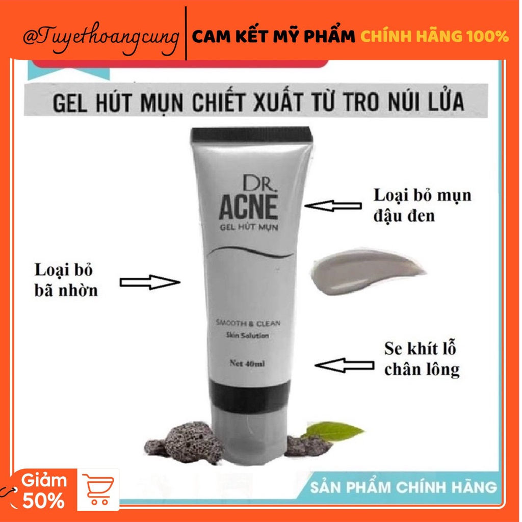 Gel Lột Mụn - DR.ACNE - Hút sạch mụn cám, mụn đầu đen. Thải độc chì- Sáng da (giá lẻ =sỉ)