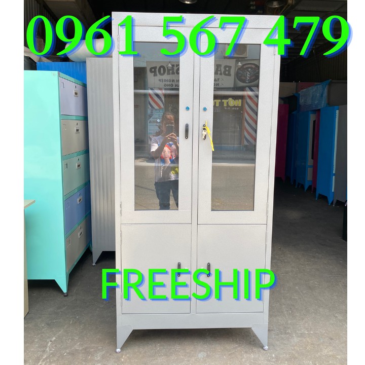 Tủ hồ sơ locker sắt sơn dầu màu xám ghi 1m8x90 giá siêu rẻ